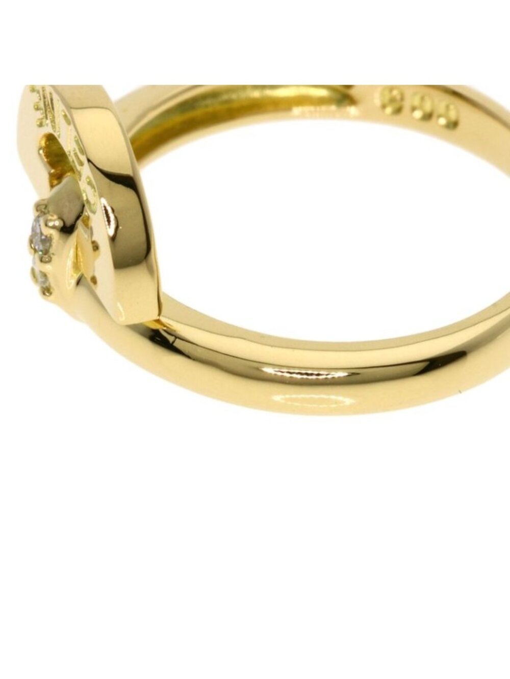 Celine Logo Diamond Ring 18k Yellow Gold - Picture 8 of 11